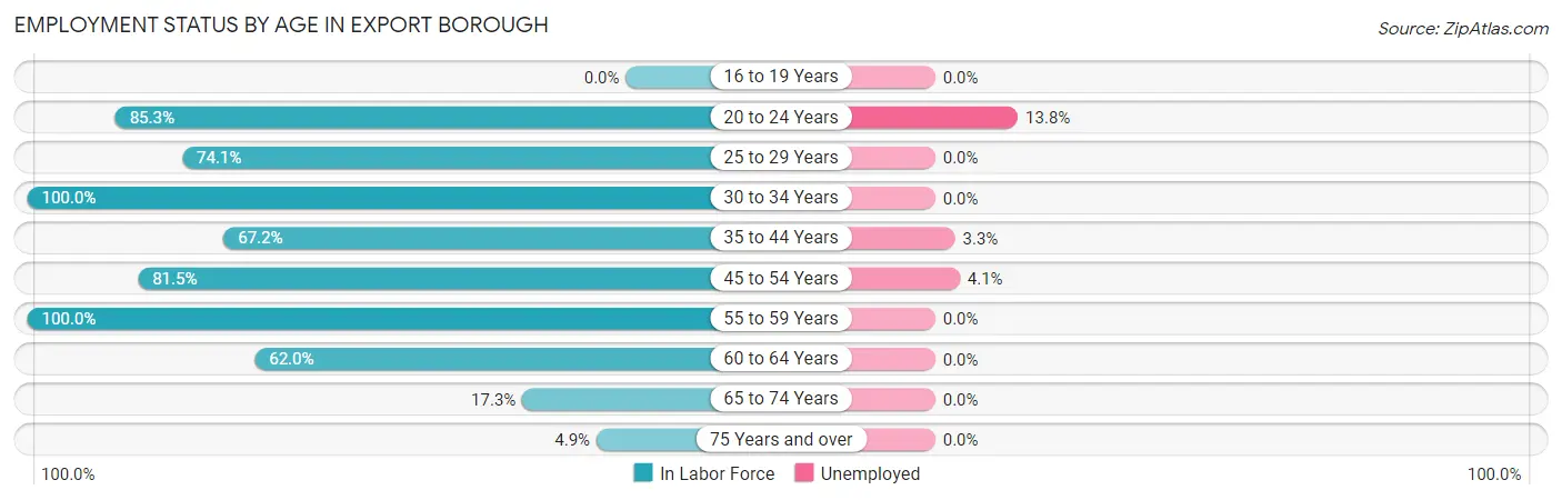 Employment Status by Age in Export borough