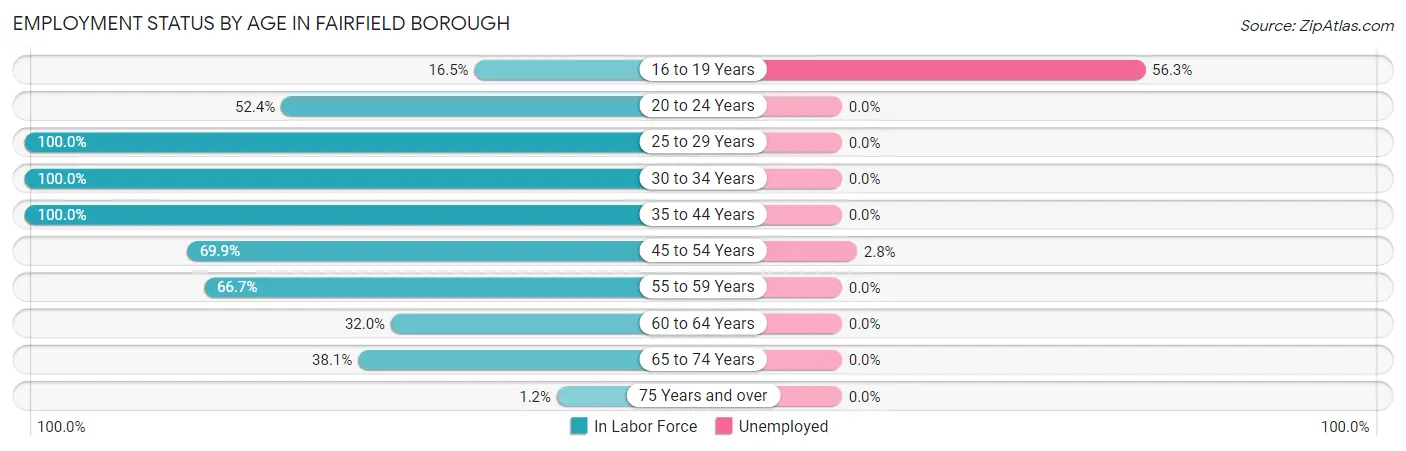 Employment Status by Age in Fairfield borough
