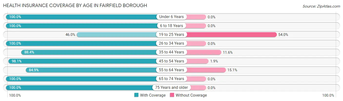 Health Insurance Coverage by Age in Fairfield borough