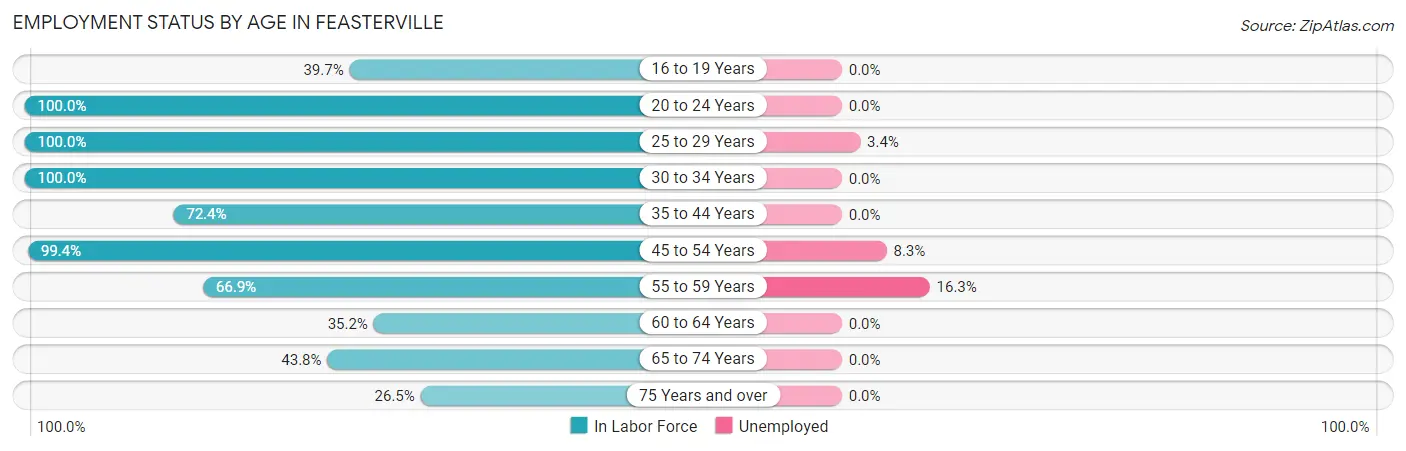 Employment Status by Age in Feasterville