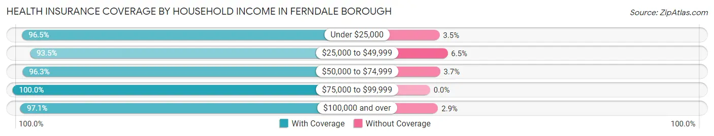 Health Insurance Coverage by Household Income in Ferndale borough