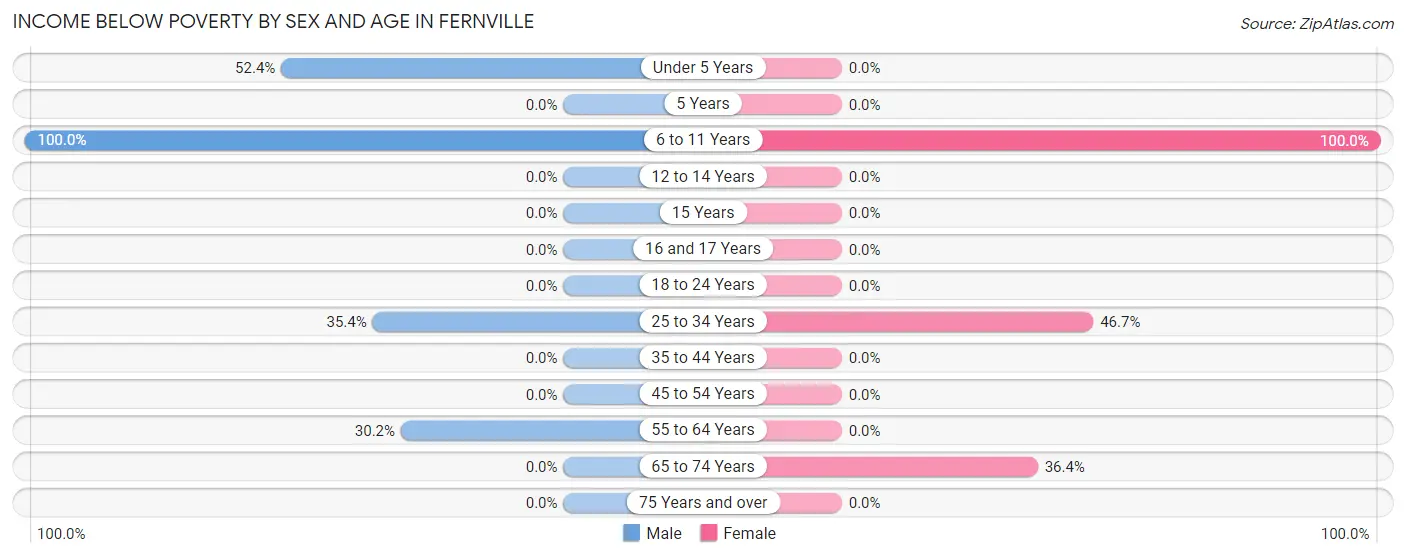 Income Below Poverty by Sex and Age in Fernville