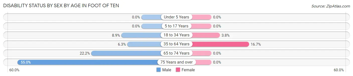 Disability Status by Sex by Age in Foot of Ten