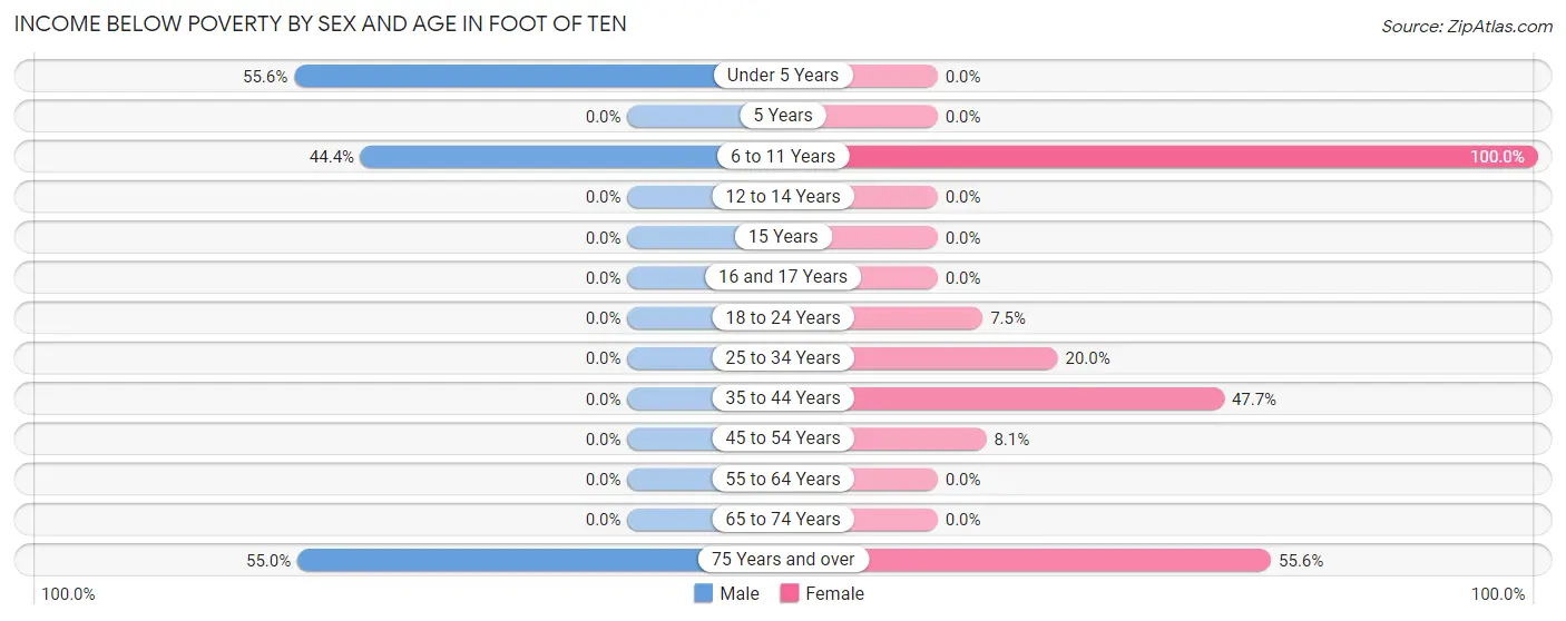 Income Below Poverty by Sex and Age in Foot of Ten