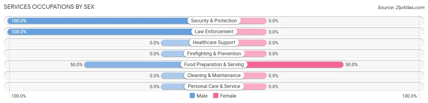 Services Occupations by Sex in Foot of Ten