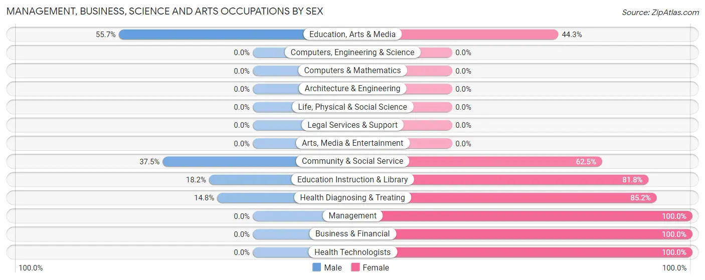 Management, Business, Science and Arts Occupations by Sex in Ford City borough