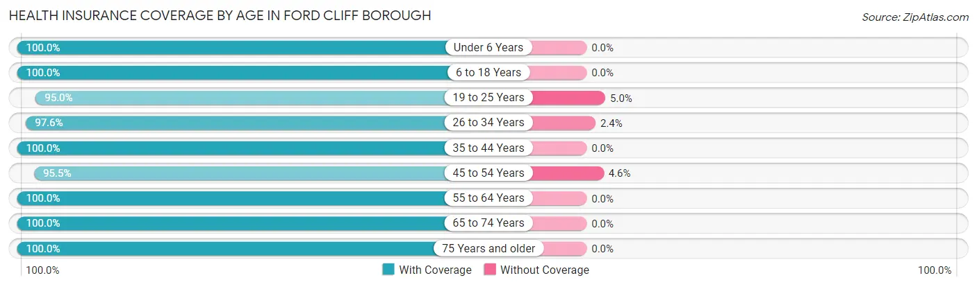 Health Insurance Coverage by Age in Ford Cliff borough