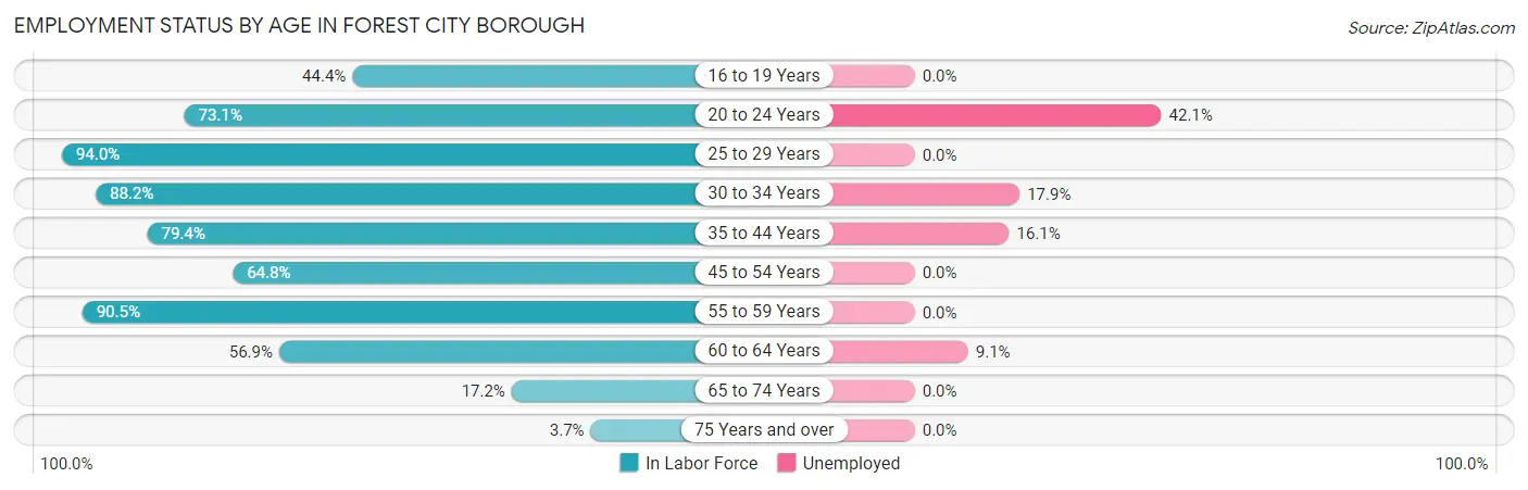 Employment Status by Age in Forest City borough