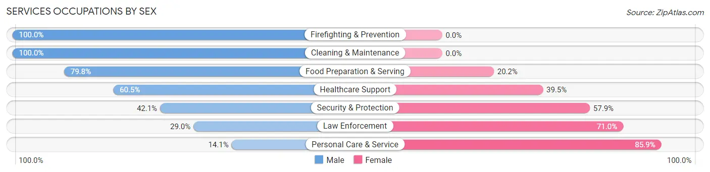 Services Occupations by Sex in Forest Hills borough