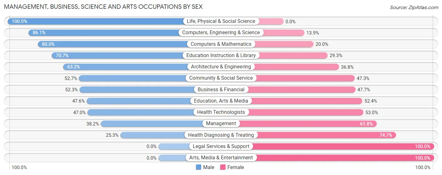 Management, Business, Science and Arts Occupations by Sex in Fountain Hill borough
