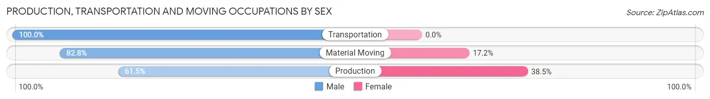 Production, Transportation and Moving Occupations by Sex in Fredericksburg CDP Lebanon County