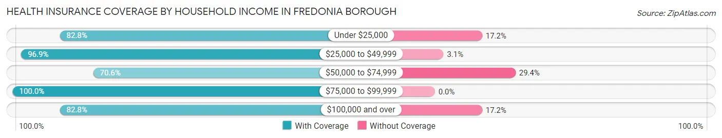 Health Insurance Coverage by Household Income in Fredonia borough