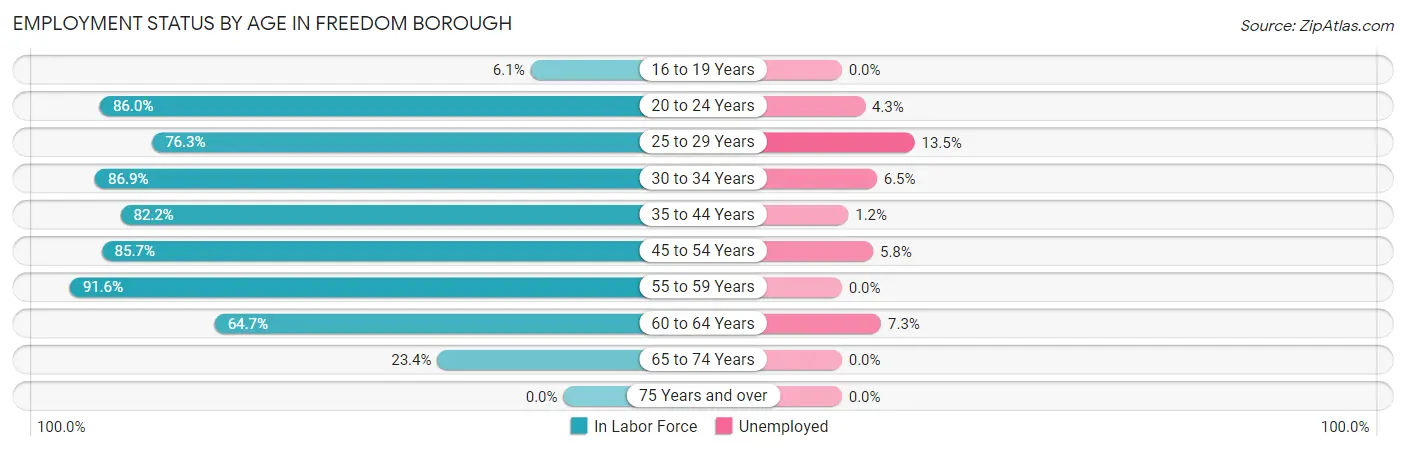Employment Status by Age in Freedom borough