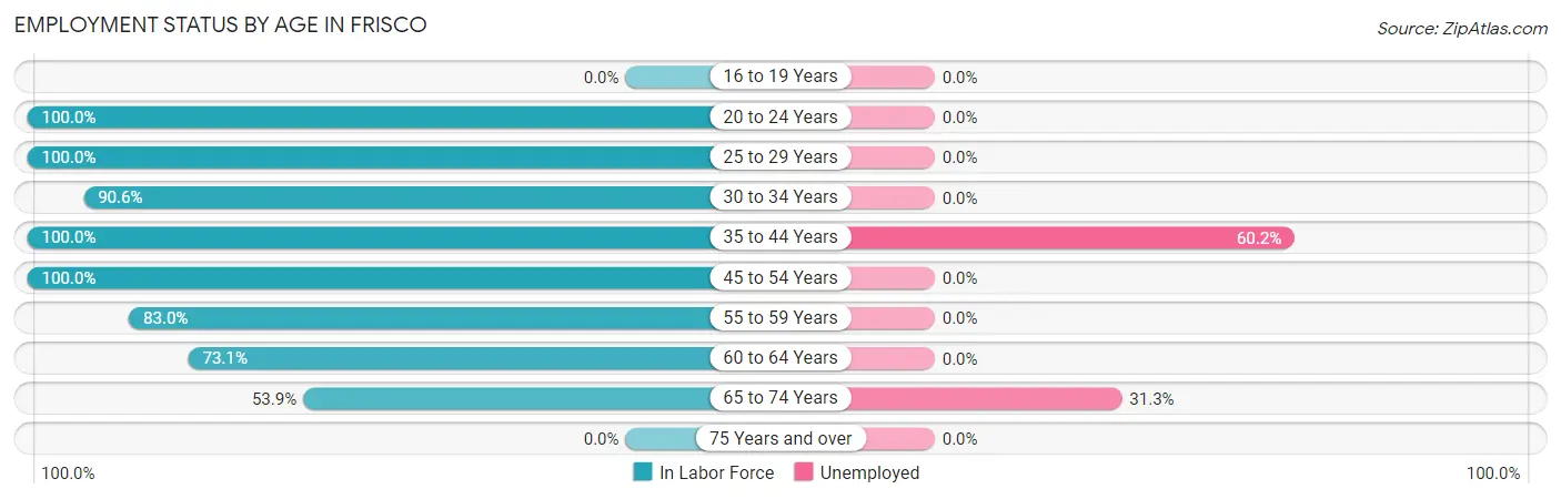 Employment Status by Age in Frisco