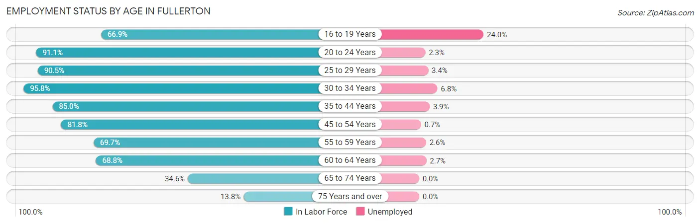 Employment Status by Age in Fullerton