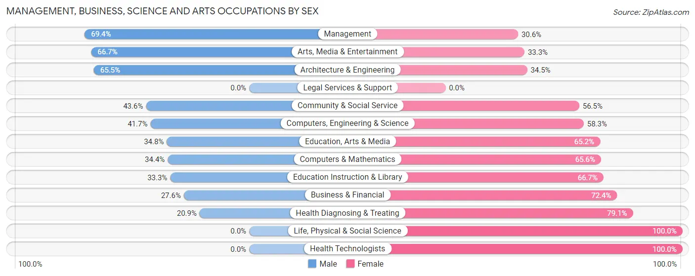Management, Business, Science and Arts Occupations by Sex in Gastonville