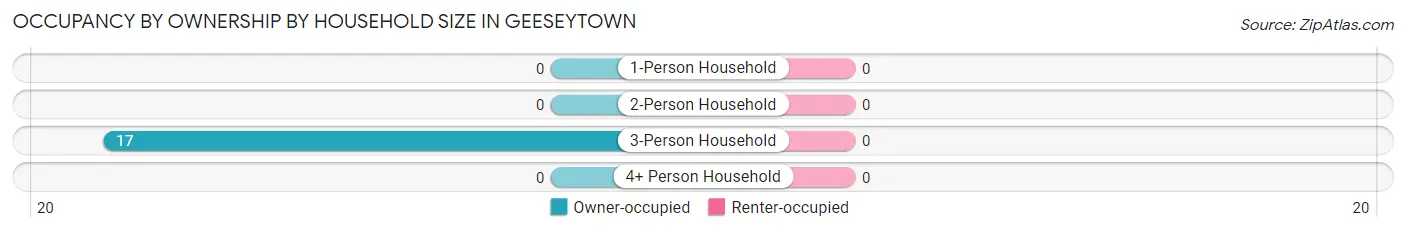 Occupancy by Ownership by Household Size in Geeseytown