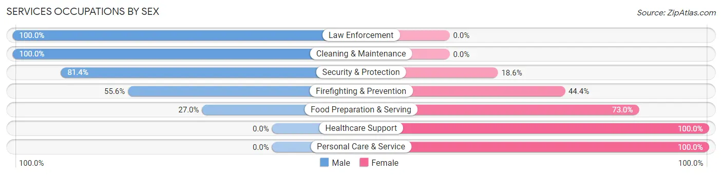 Services Occupations by Sex in Glen Rock borough