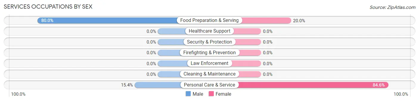 Services Occupations by Sex in Glenfield borough