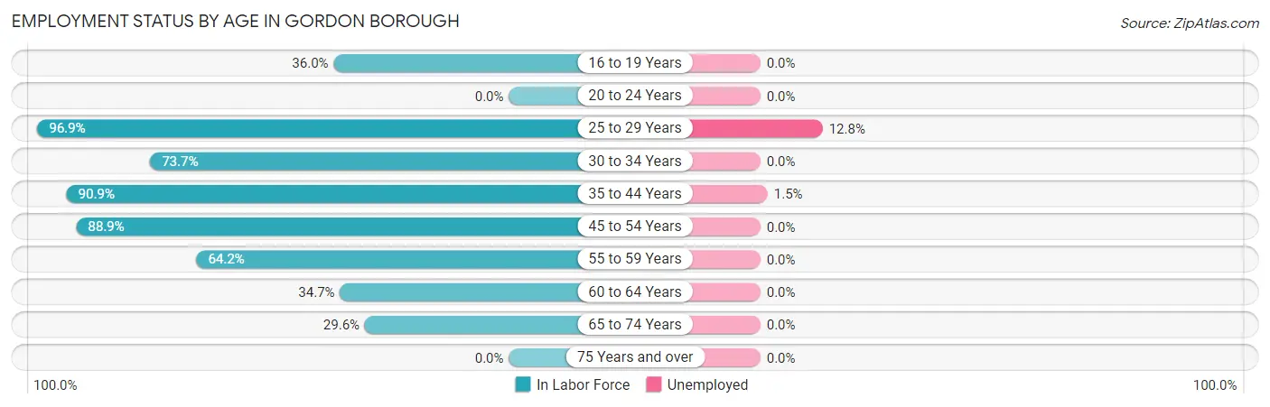 Employment Status by Age in Gordon borough