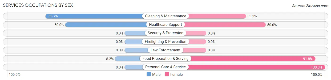 Services Occupations by Sex in Grampian borough