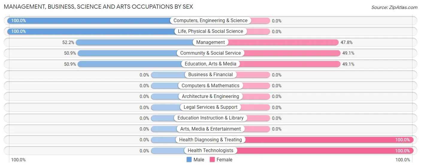 Management, Business, Science and Arts Occupations by Sex in Grapeville