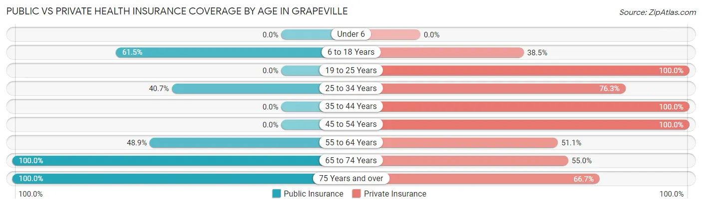 Public vs Private Health Insurance Coverage by Age in Grapeville