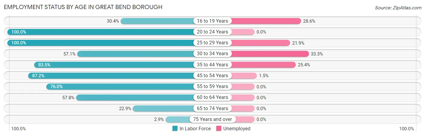 Employment Status by Age in Great Bend borough