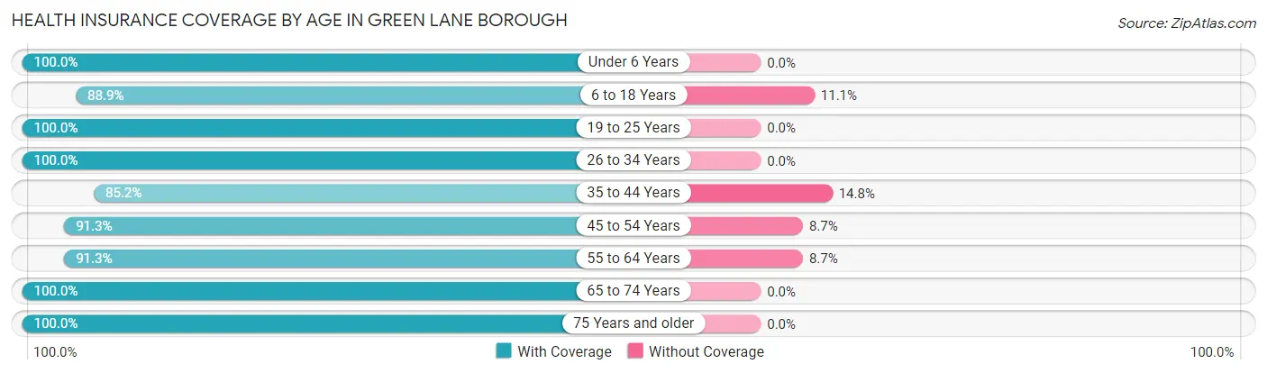 Health Insurance Coverage by Age in Green Lane borough