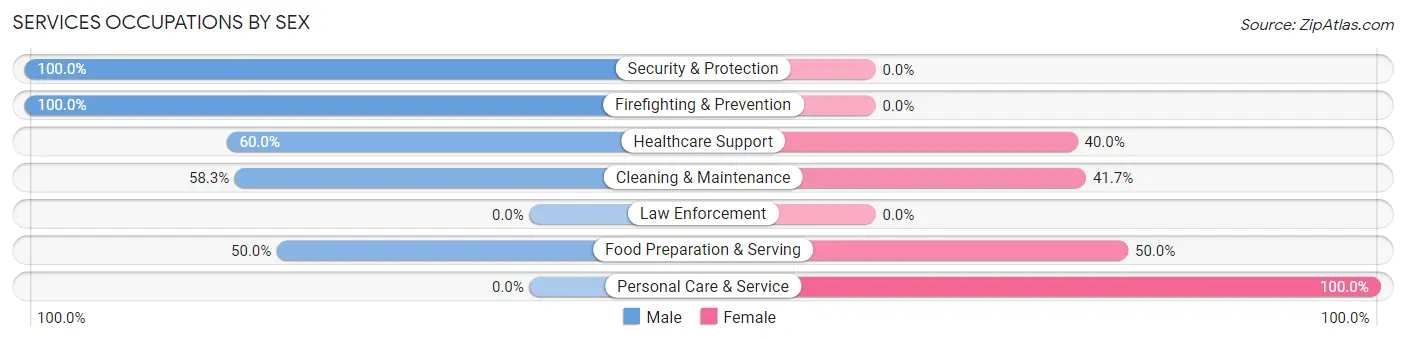 Services Occupations by Sex in Green Lane borough