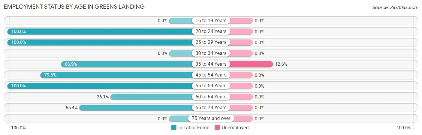 Employment Status by Age in Greens Landing