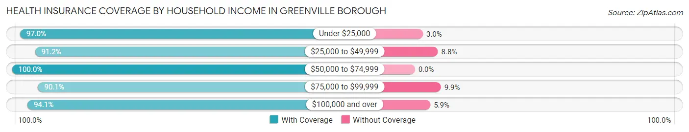 Health Insurance Coverage by Household Income in Greenville borough
