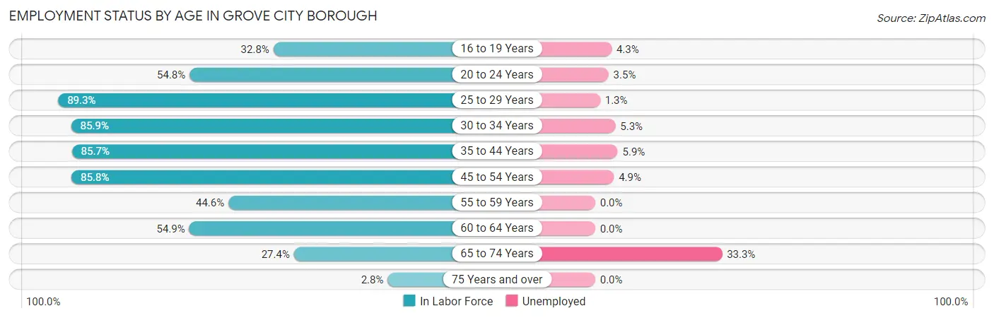 Employment Status by Age in Grove City borough
