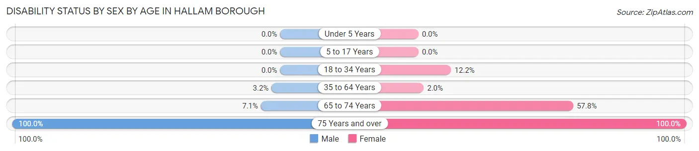 Disability Status by Sex by Age in Hallam borough