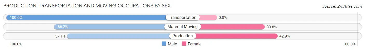 Production, Transportation and Moving Occupations by Sex in Hallam borough