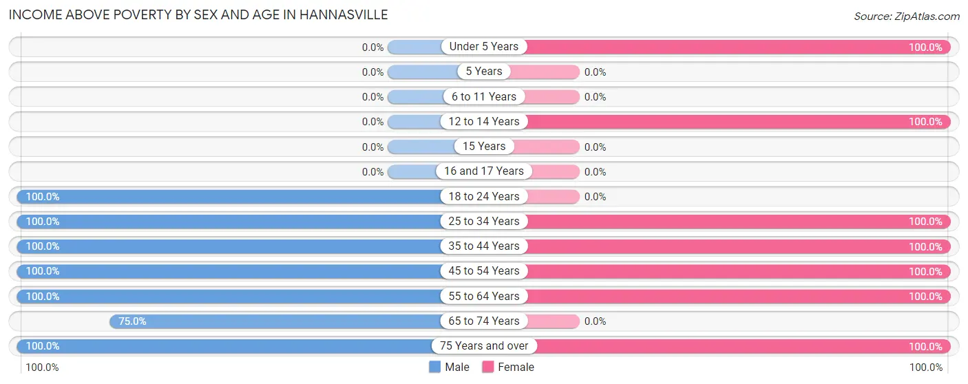 Income Above Poverty by Sex and Age in Hannasville