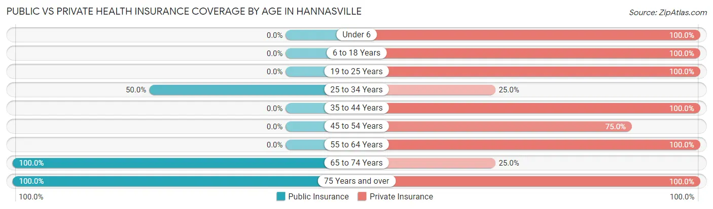 Public vs Private Health Insurance Coverage by Age in Hannasville