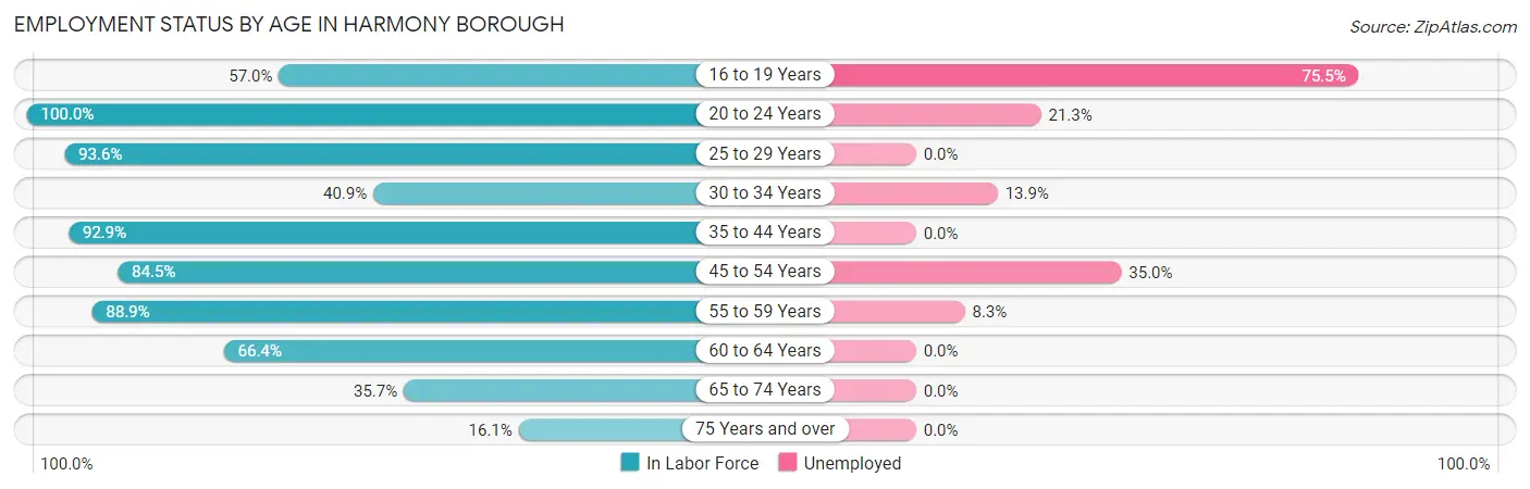 Employment Status by Age in Harmony borough