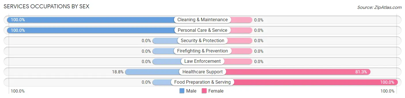 Services Occupations by Sex in Hastings borough