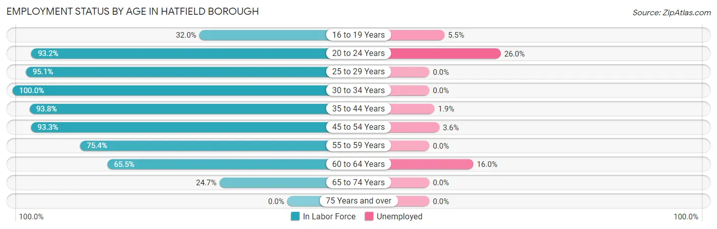Employment Status by Age in Hatfield borough