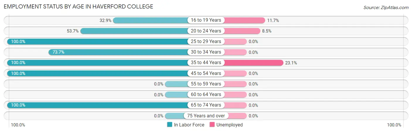 Employment Status by Age in Haverford College