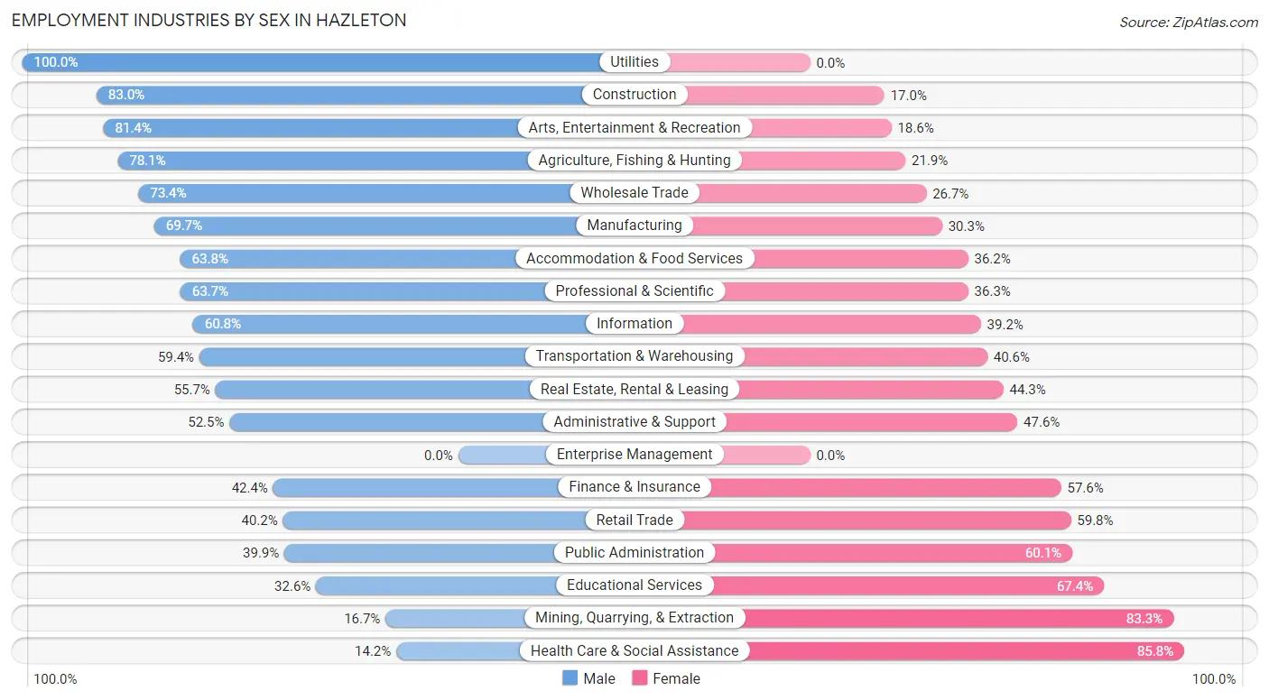 Employment Industries by Sex in Hazleton