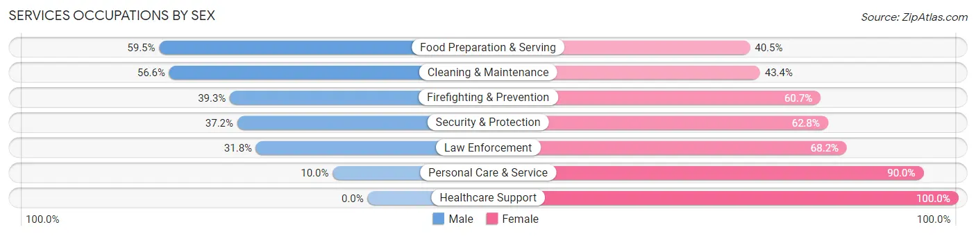 Services Occupations by Sex in Hazleton