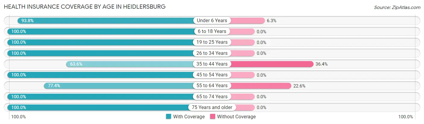 Health Insurance Coverage by Age in Heidlersburg