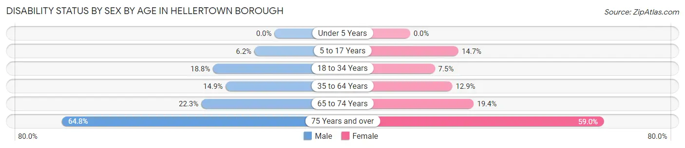 Disability Status by Sex by Age in Hellertown borough