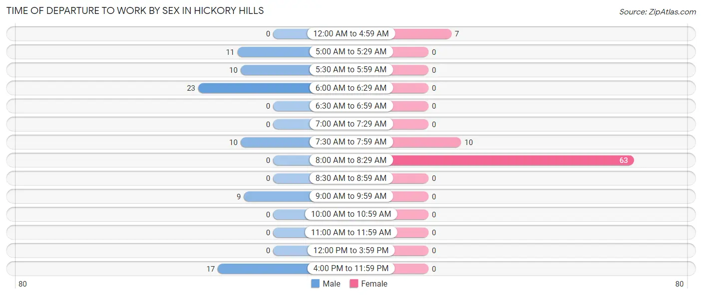 Time of Departure to Work by Sex in Hickory Hills