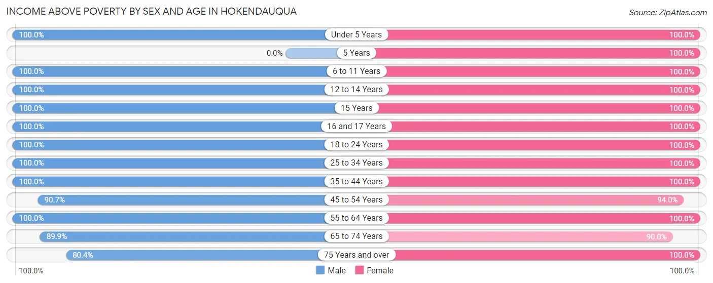 Income Above Poverty by Sex and Age in Hokendauqua