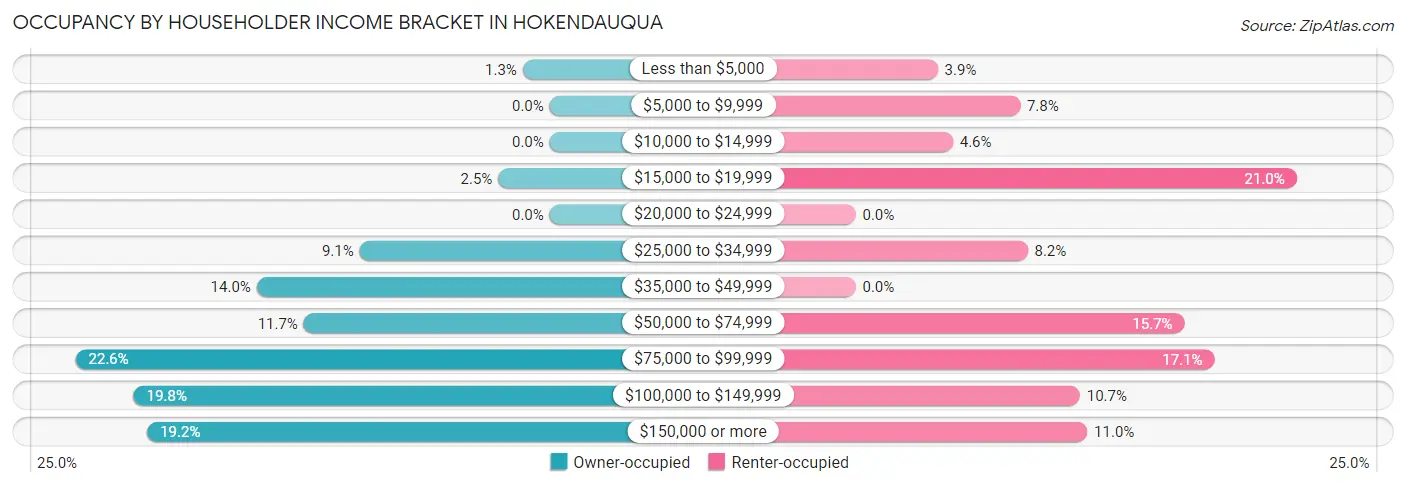 Occupancy by Householder Income Bracket in Hokendauqua