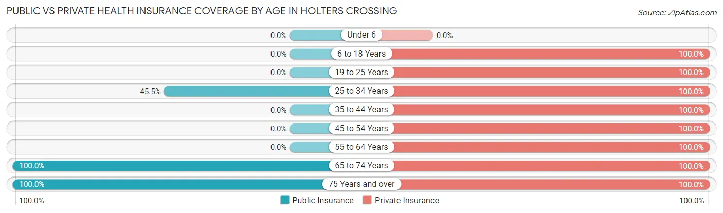 Public vs Private Health Insurance Coverage by Age in Holters Crossing