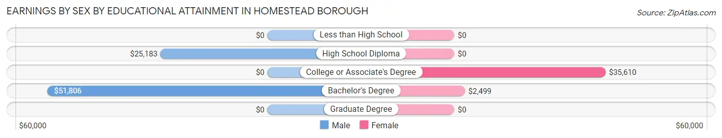 Earnings by Sex by Educational Attainment in Homestead borough